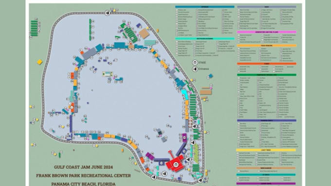 draw rv park map and campground map in vector illustrator