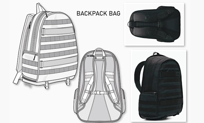sketch bag tech pack, tech packs designs for bags, backpack design, tote bag