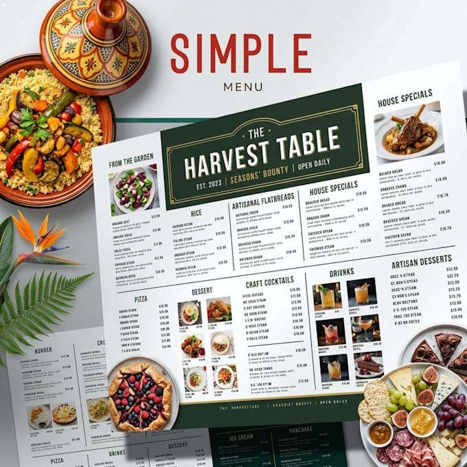 create a premium restaurant menu or digital price list