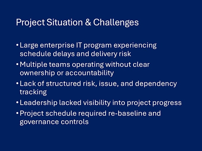 fix delayed projects and create a recovery strategy