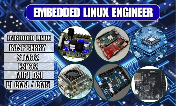 develop embedded linux  using raspberry pi cm4 cm5, stm32, esp32, and mipi dsi
