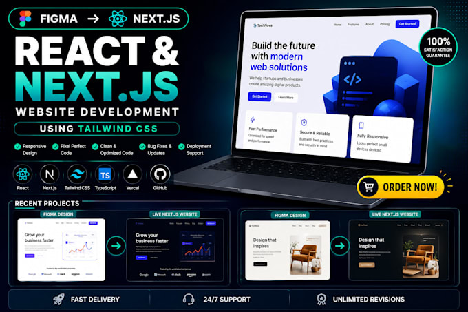 convert figma design to react next js landing page with tailwind CSS