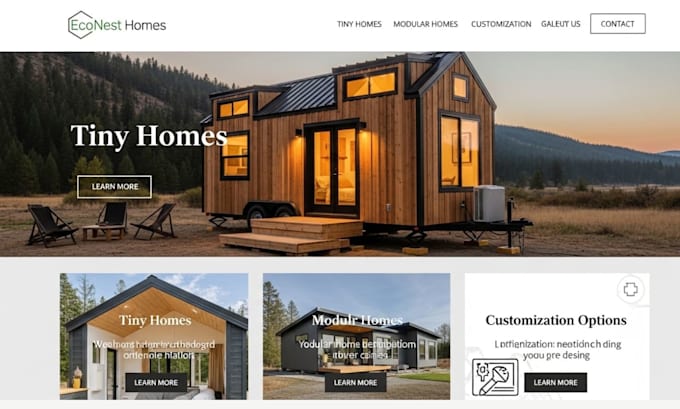 design squarespace website tiny house builder website modular home website