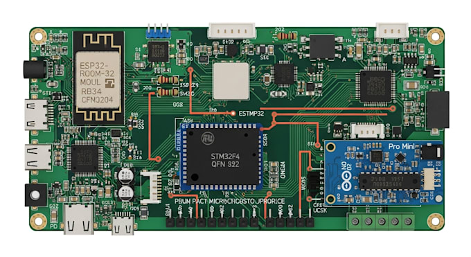 design iot pcb using esp32, stm32, arduino with schematic and gerber