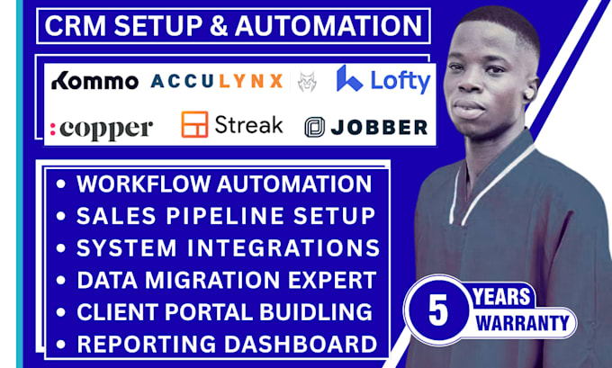 setup and optimize kommo copper crm jobber streak acculynx and lofty crm