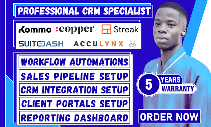 setup kommo acculynx suitedash copper streak CRM
