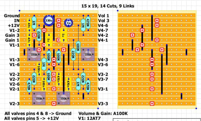 design custom guitar pedal circuits, audio amplifiers,  and pcb layout