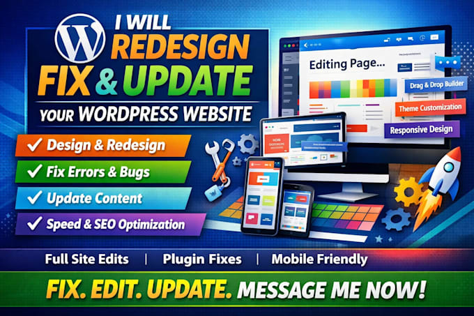 Redesign design fix edit update wordpress website edit changes layout ...
