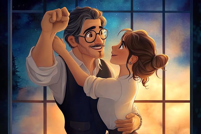 create a custom couple illustration for gifts
