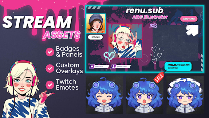 do stream overlay pack, emotes and stream assets