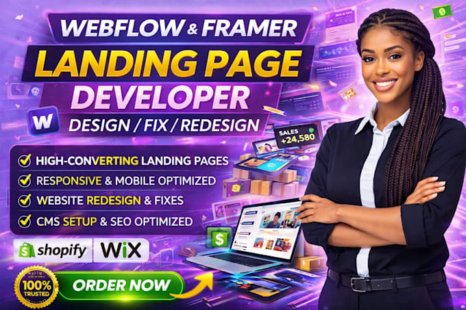 build fix redesign webflow framer landing page template website design developer