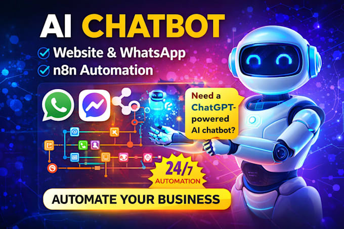 ai chatbot for website, whatsapp chatbot, n8n ai automation, chatbot development