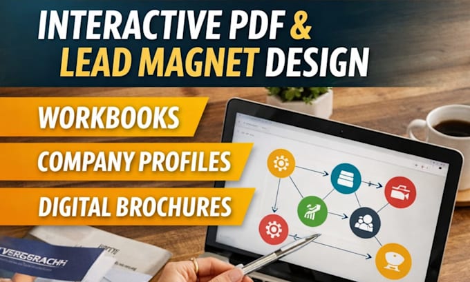 design interactive PDF lead magnet, workbook, checklist company profile brochure