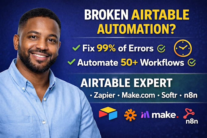 fix airtable automation errors, workflows, integrations and database issues