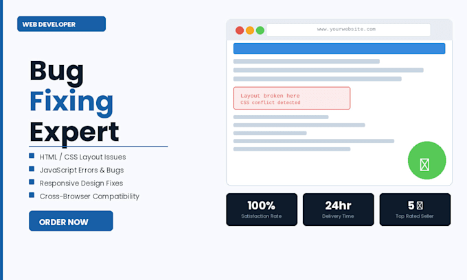fix HTML CSS javascript website bugs and errors