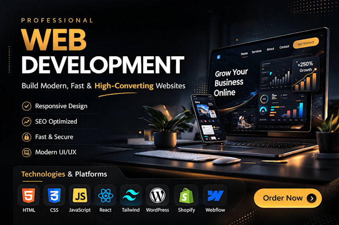 develop a modern responsive website using react js and tailwind CSS