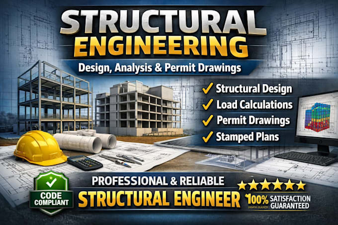 provide structural engineering design, analysis, and stamped drawings for permit