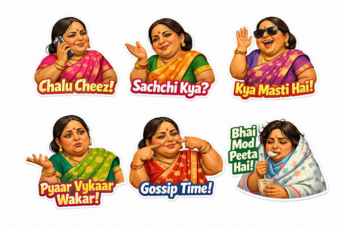 design funny whatsapp stickers pack
