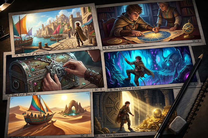 create custom storyboard illustration and art
