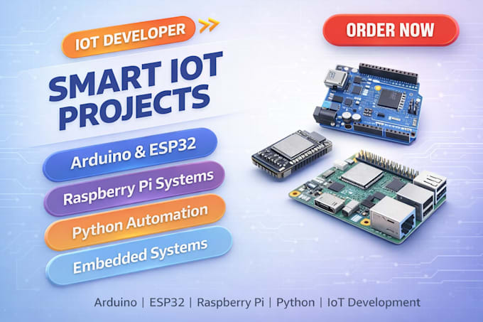 do iot projects using arduino esp32, raspberry pi python and embedded system