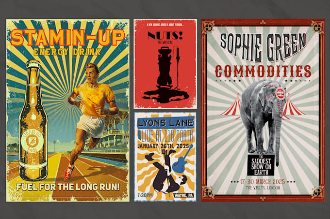 design a vintage retro poster or artwork illustration
