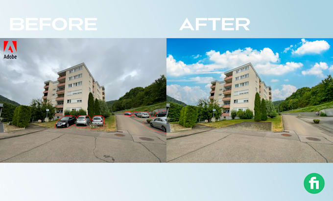 remove objects and sky swapping in your real estate images, professionally