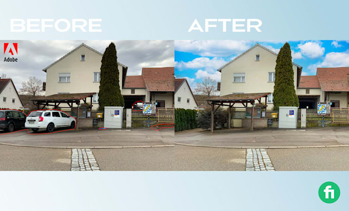 remove objects and sky swapping in your real estate images, professionally