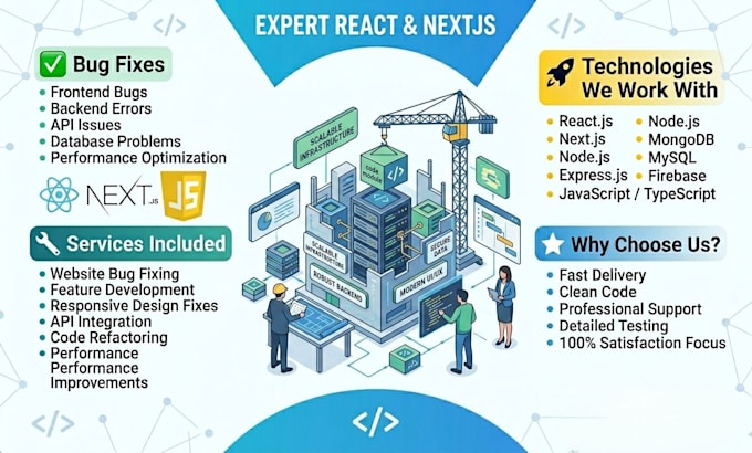 fix react js and next js bugs and errors fast