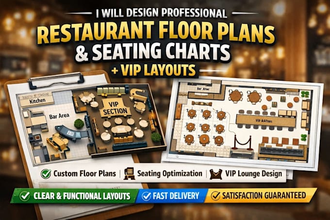 design a professional restaurant floor plan and seating chart with VIP layout