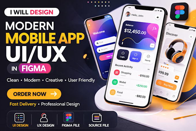create modern dribbble shot UI UX design for app or website