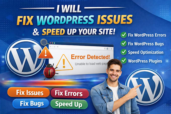 fix wordpress issues, errors, bug, wordpress speed optimization wordpress plugin