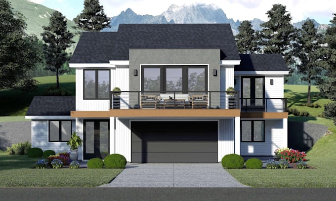 do architectural exterior interior design house rendering, 3d model rendering