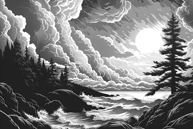create custom linocut illustration or background