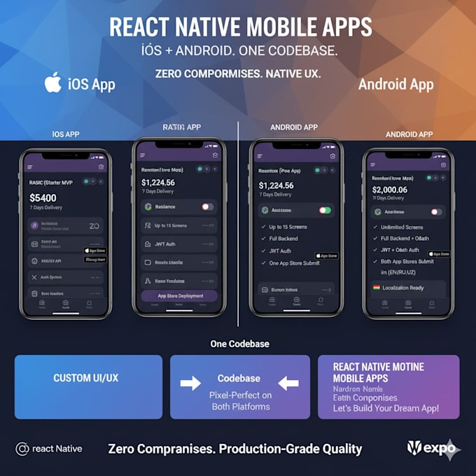 build a cross platform apps on react native from scratch