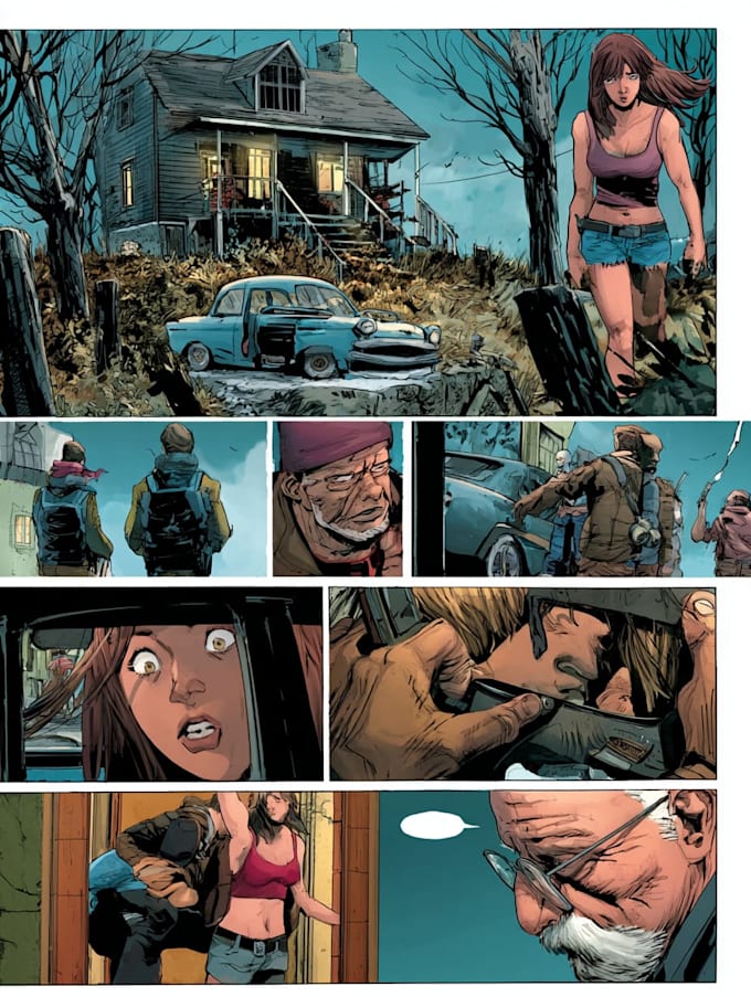 design a professional comic strip with story panels