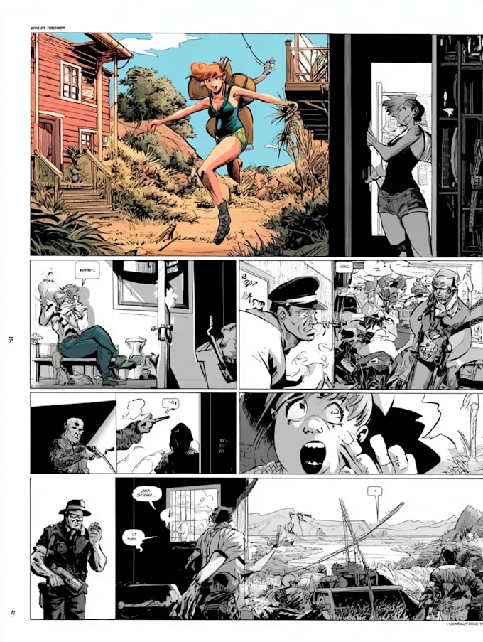 design a creative comic strip with detailed panels