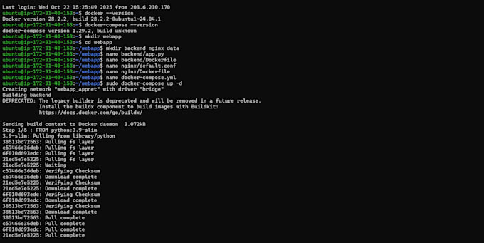 dockerise your python, nodejs or web app using docker