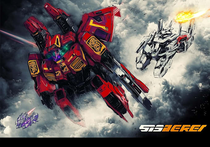 create retro mecha or scifi gundam art