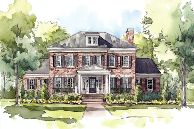 Create a custom hand painted watercolor house portrait by Juwanleone ...