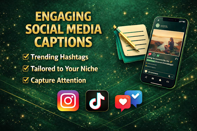 write engaging instagram and tiktok captions with hashtags