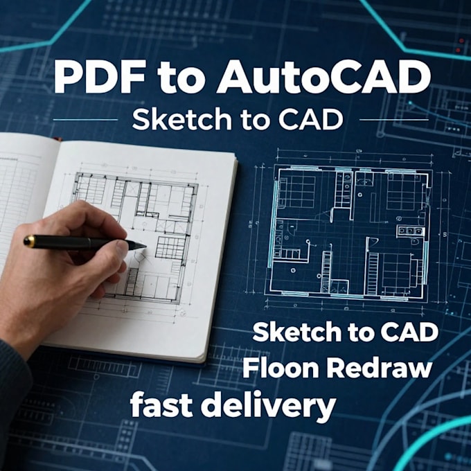 convert pdf, sketch or image into autocad 2d drawing