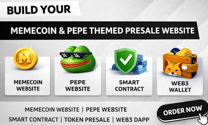 build, clone, redesign memecoin pepe themed crypto token presale website