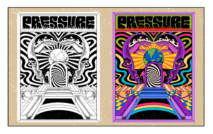 make handdrawn trippy 90s, psychedelic or futuristic 3d logo