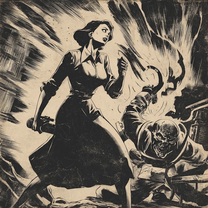create amazing vintage horror comics artwork illustration
