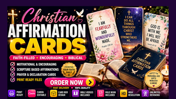 design custom christian affirmation card scripture flashcards prayer journal