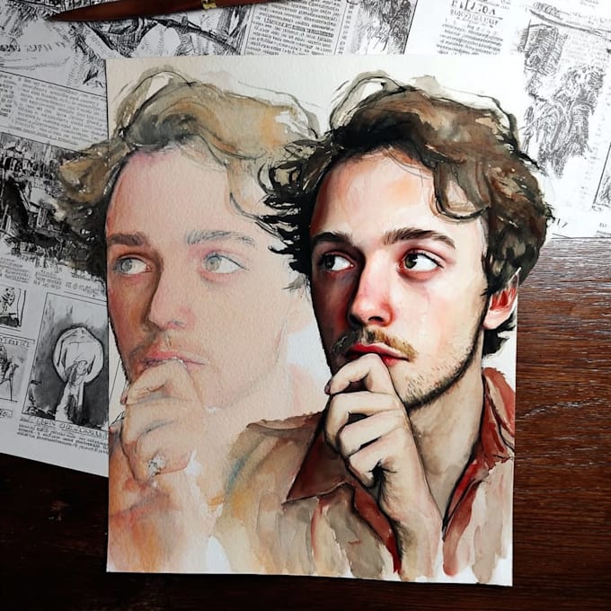 draw handmade watercolor portrait