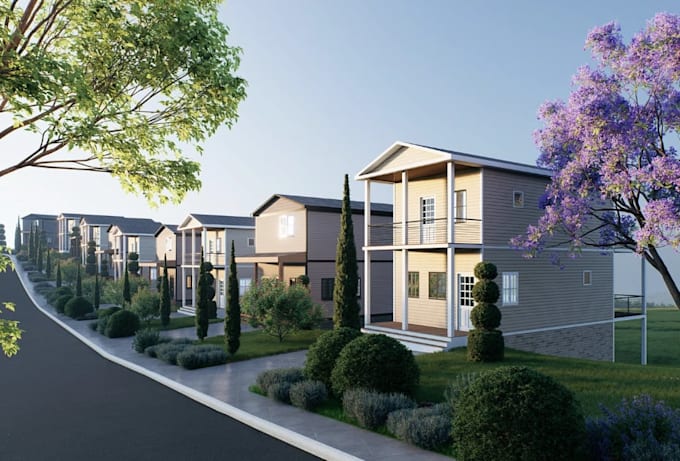 redesign landscape site plan,modern city layout, community building villa render