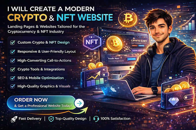 design modern crypto nft landing page or website on wordpress