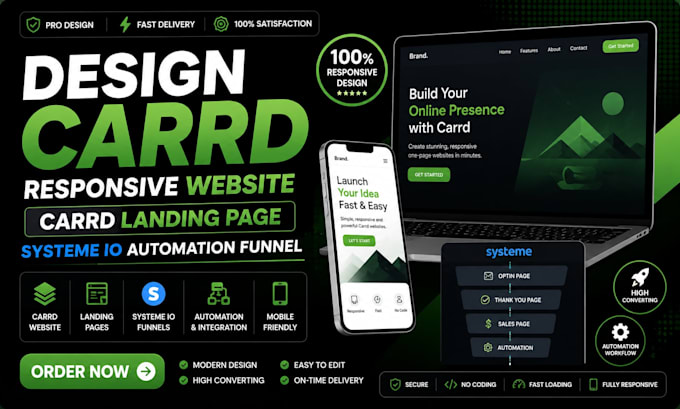 design carrd responsive website carrd landing page systeme io automation funnel