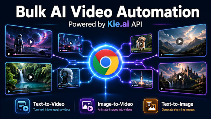 create a bulk ai video generator using seedance kling and veo with kie ai API